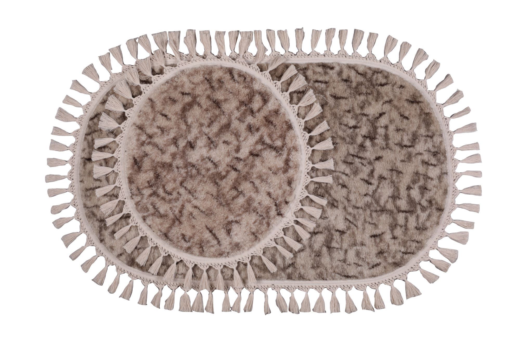 Rabbit 2PC Oval Püskül Saçaklı