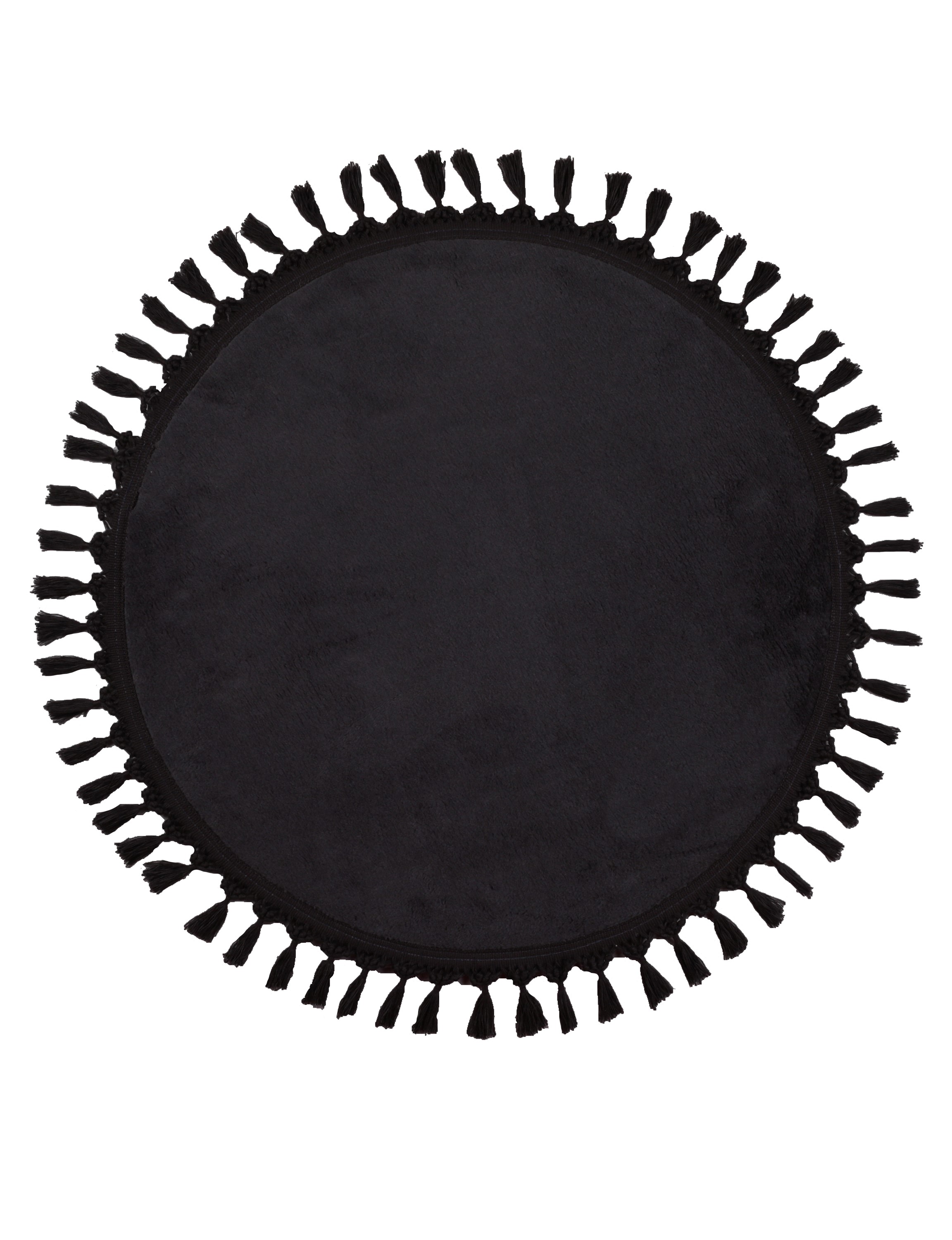Modern Dekoratif Yuvarlak Puffy Peluş Ponpon Saçaklı Salon Oturma Odası Halısı Antrasit Modern Dekoratif Yuvarlak Puffy Peluş Ponpon Saçaklı Salon Oturma Odası Halısı Antrasit