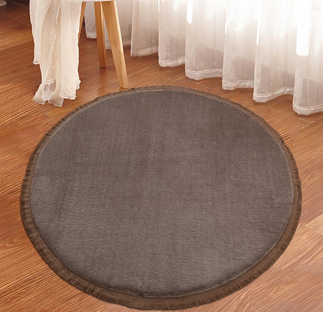 My Evilla Modern Dekoratif Halı Jel Kaymaz Taban Peluş Yuvarlak Model Vizon Renk Saçaklı My Evilla Modern Dekoratif Halı Jel Kaymaz Taban Peluş Yuvarlak Model Vizon Renk Saçaklı