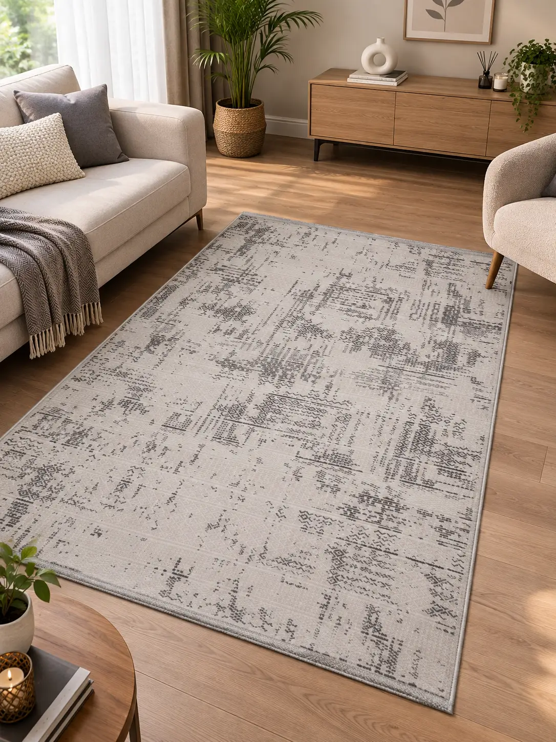 Saten Halı Modern Kaymaz Tabanlı Yıkanabilir Salon Oturma Odası Halısı Petek Desen